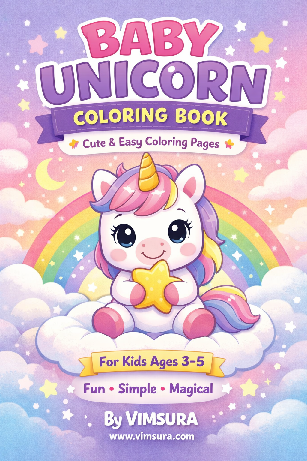 Baby Unicorn Coloring Book for Kids Ages 3–5 | Cute Unicorn Coloring ...